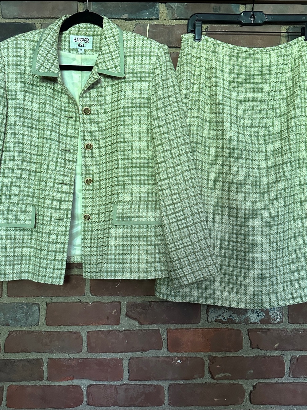 KASPER ASL tweed skirt jacket suit size 14 / large